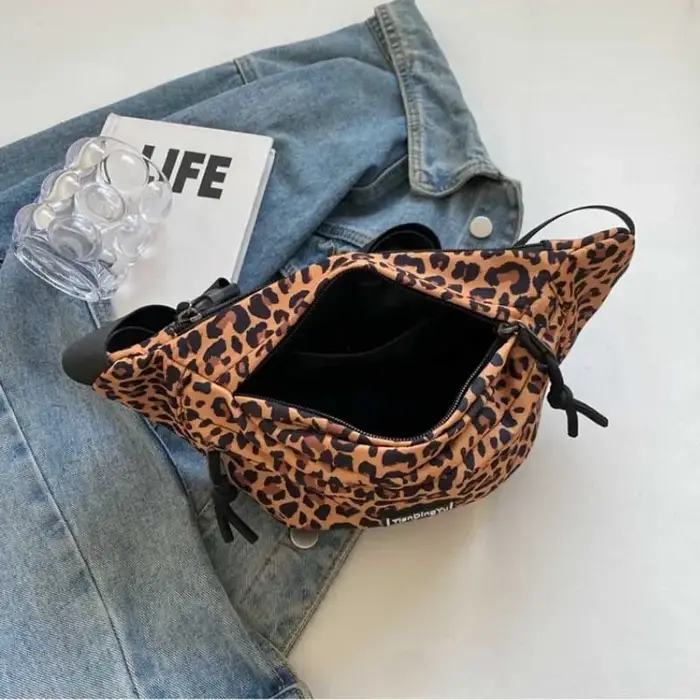 Sac banane imprimé léopard vintage pour femme