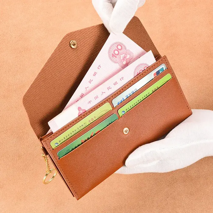 Portefeuille en cuir souple pour femmes, Long portefeuille, pochette pour téléphone portable, porte-carte de crédit, porte-monnaie avec porte-clés