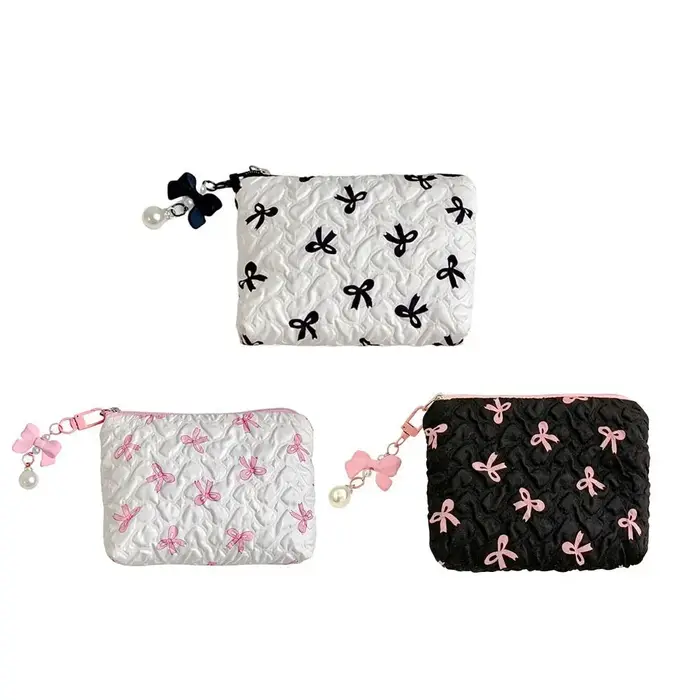 Sac à cosmétiques mignon avec pendentif nœud