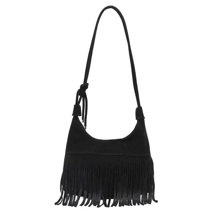 Sacs fourre-tout à compartiment intérieur frangé pour femmes, fil à coudre, sacs à main en PU à ferm