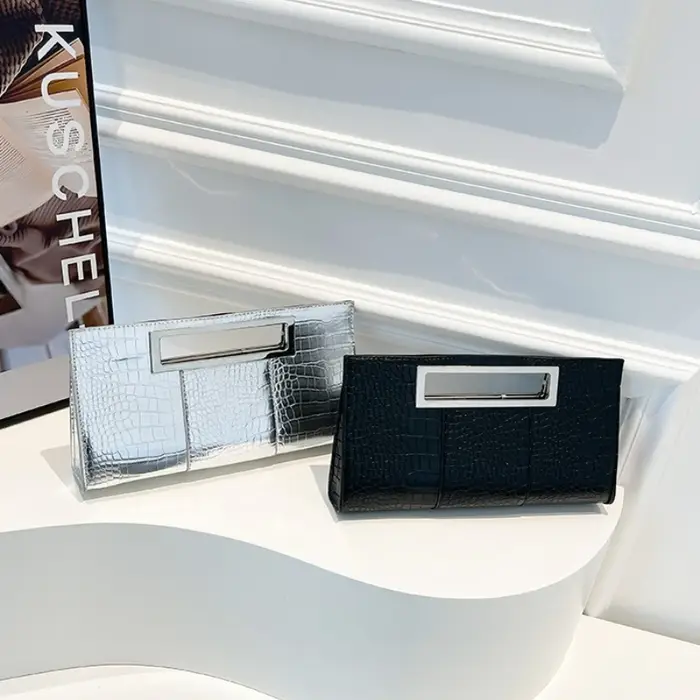 Pochette en cuir PU gaufré Crocodile pour femmes