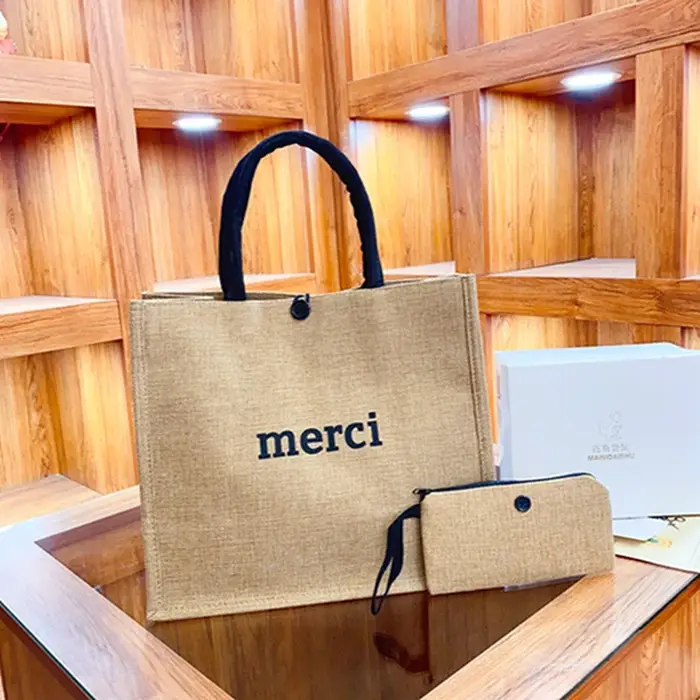 Sac fourre-tout en lin de grande capacité