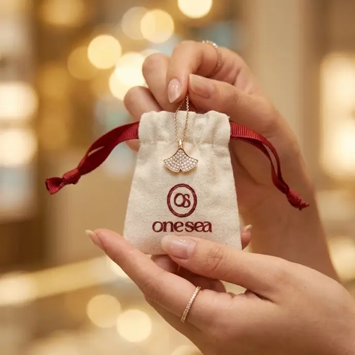 Pochette à cordon en coton et lin style rétro, sac cadeau avec logo personnalisable pour bijoux et c