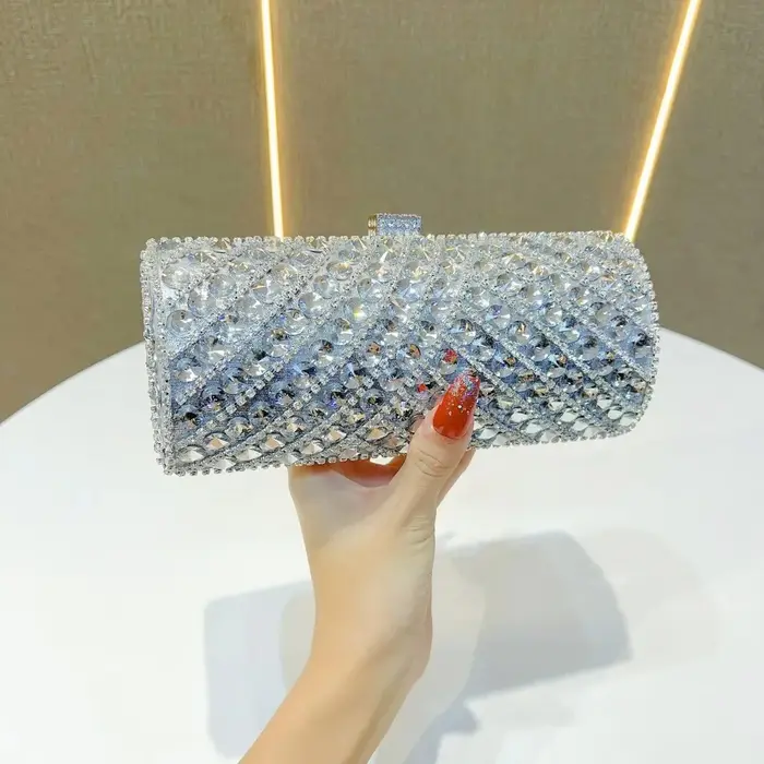 Nouveau Sac de Soirée Transfrontalier pour Femme, Sac à Main Entièrement Orné de Diamants, Sac de Cé
