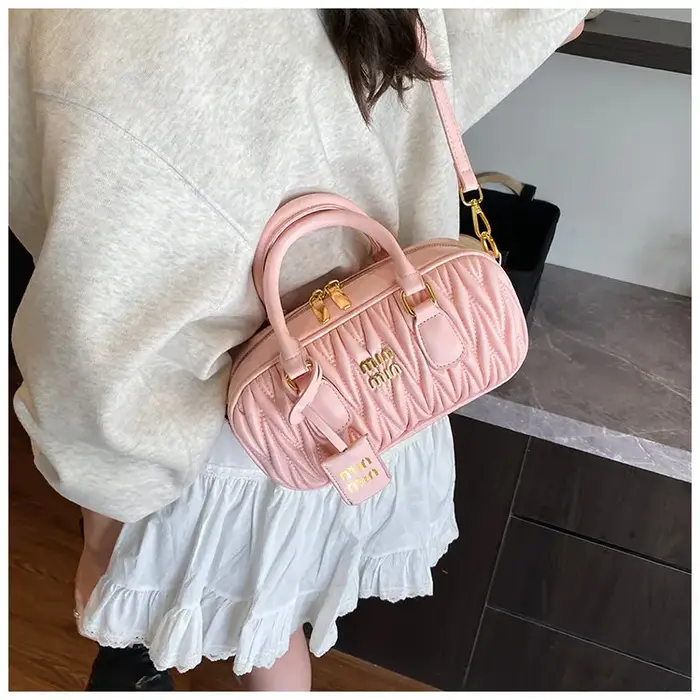Sac bowling texturé vintage 2026 Nouveauté, Sac à main chic plissé à poignée supérieure, Sac bandoul