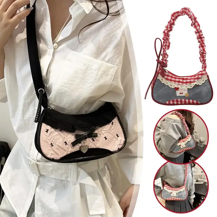 Nouveau mignon sac sous les bras à carreaux Cowboy doux femmes Simple et frais Y2k mode sac à bandoulière décontracté cadeau pour Friengds
