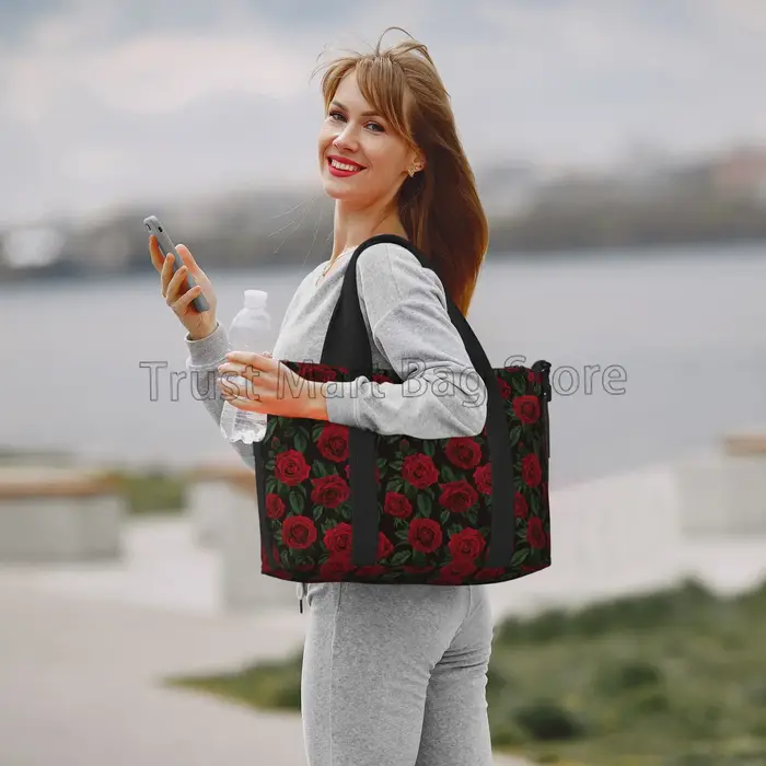 Sacs de voyage à imprimé de roses rouges pour femmes