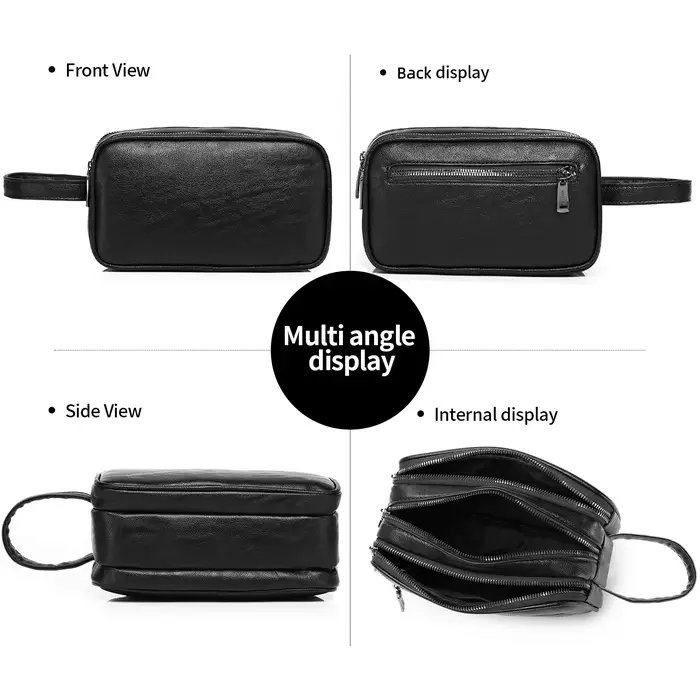 Pochette en cuir PU pour homme avec sangle de poignet