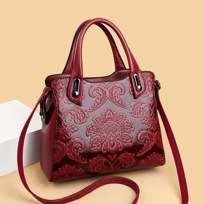 Sac à Main de Luxe Vintage Embossé en Cuir PU Élégant Grande Capacité pour Femmes