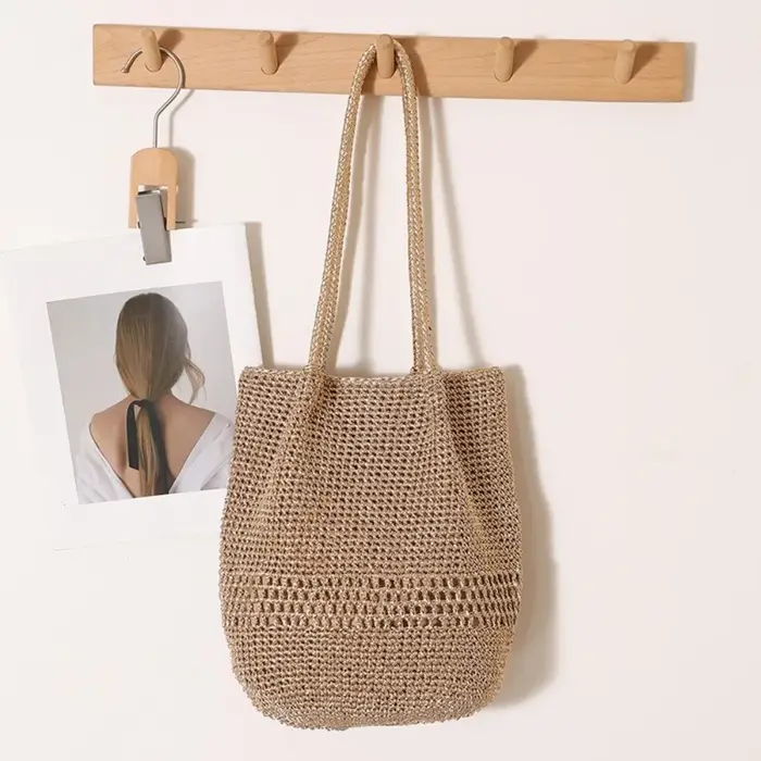 Nouveau sac seau bohème tissé à la main