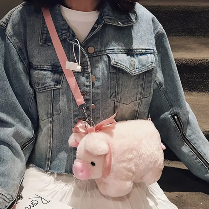 Sac en peluche porcelet rose Version coréenne grande capacité dame sac à bandoulière dessin animé Ins mignon poupée sac