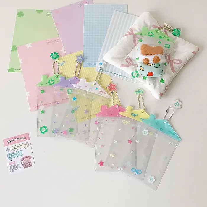 Sac de dessin animé pendentif porte-carte INS Transparent petite maison en forme de poupée sac de rangement sacs à