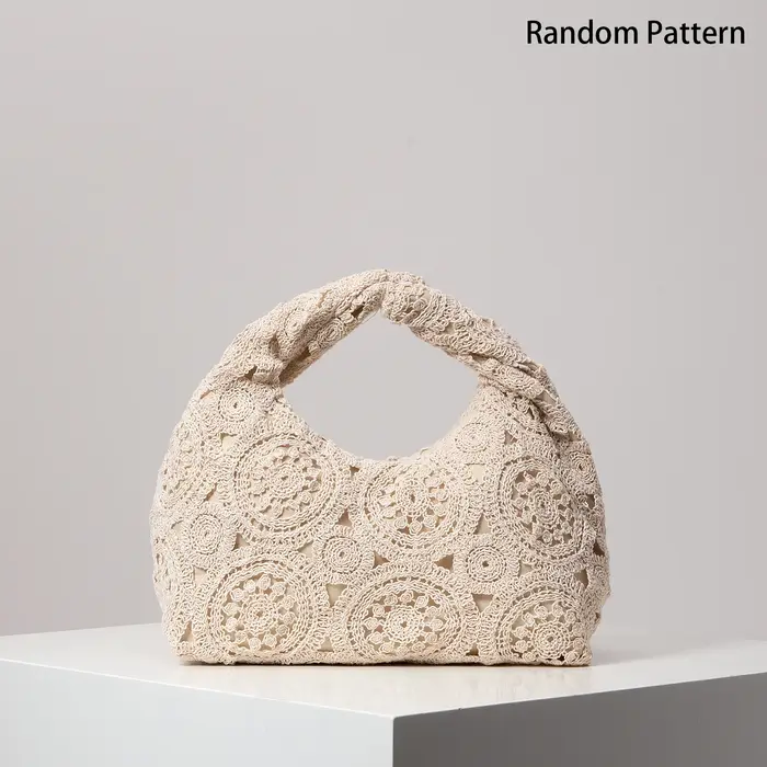 Sac à main tissé à motifs, sacs de plage bohèmes pour femmes, ensemble de crochet, accessoires de pl