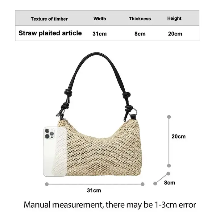 Sac de plage d'été en paille tressé à la main pour femmes et jeunes filles
