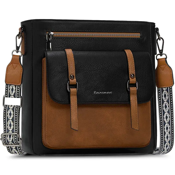 Sac à bandoulière chic pour femme en cuir PU souple, sac à main moyen avec large sangle réglable