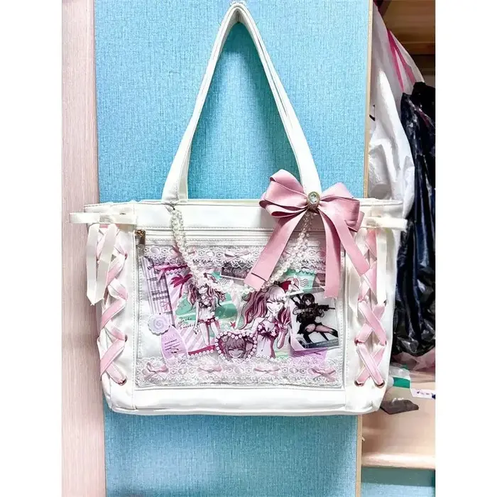 Nouveau Y2K doux Lolita rose Ita sac femmes japonais Transparent grande capacité sac fourre-tout dames Harajuku Kawaii sac à main esthétique