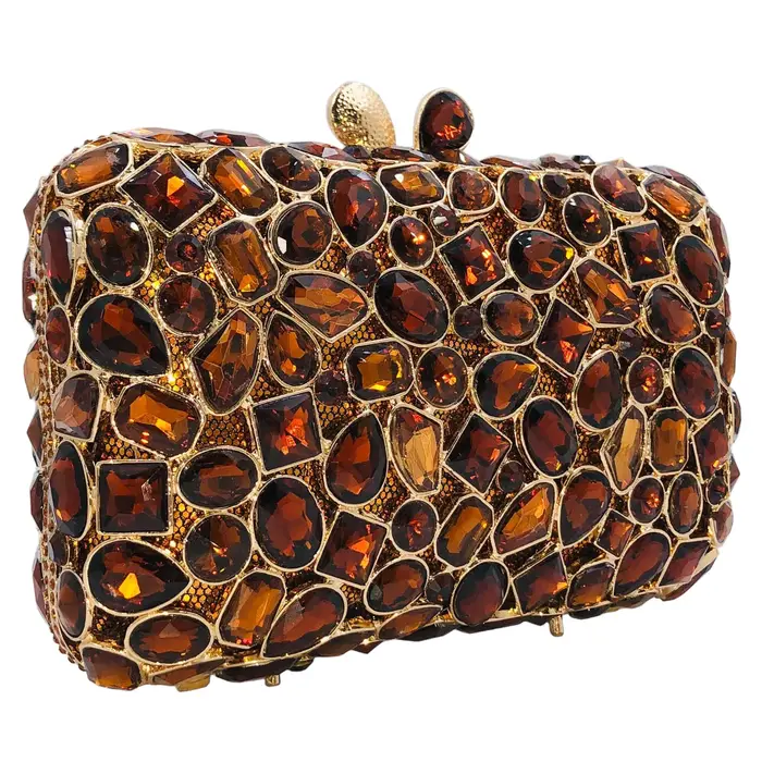Boutique De FGG marron sacs De soirée et pochettes pour femmes pochette formelle fête De mariage strass