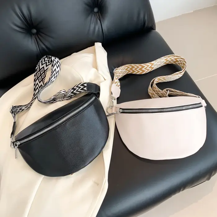 Sac à main en cuir PU à large sangle Jacquard pour femmes