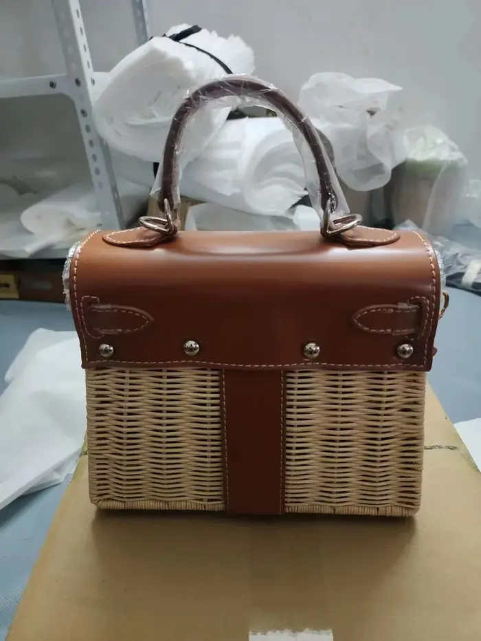 Sac à bandoulière d'été français pour femmes, sac tissé en paille