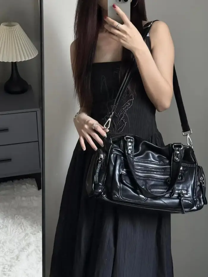 JIAERDI Vintage noir sacs à bandoulière sac à main femmes haute rue poche Chic Y2k sac
