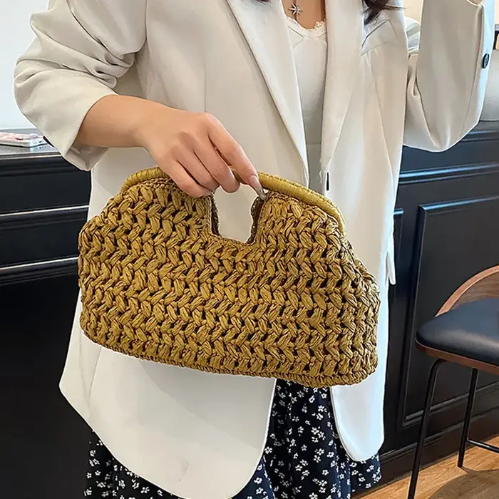 Nouveau sac de plage d'été pour femme, pochette de luxe, sacs en paille de créateur, sac fourre-tout