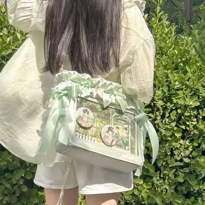 JIAERDI doux mignon arc froncé sac fourre-tout femmes grande capacité Anime Badge Ita sac dames multifonctionnel 13.3 14 pouces sacs pour ordinateur portable