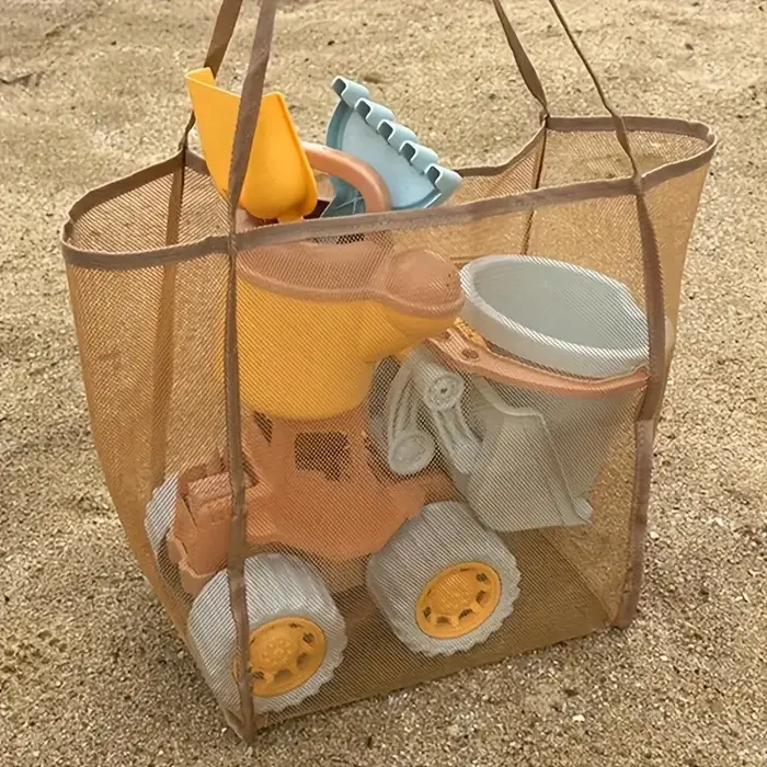 Fourre-tout en maille pliable extra large avec poignées robustes