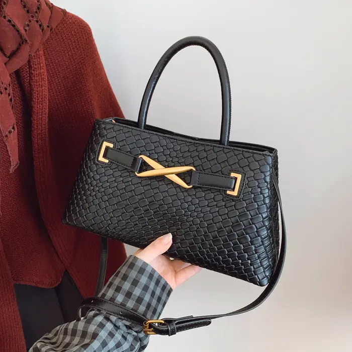 Sac à main à texture tissée en Pu pour femmes