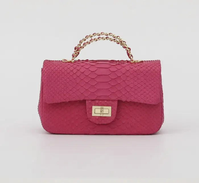 Sac à bandoulière en cuir de python véritable pour femmes