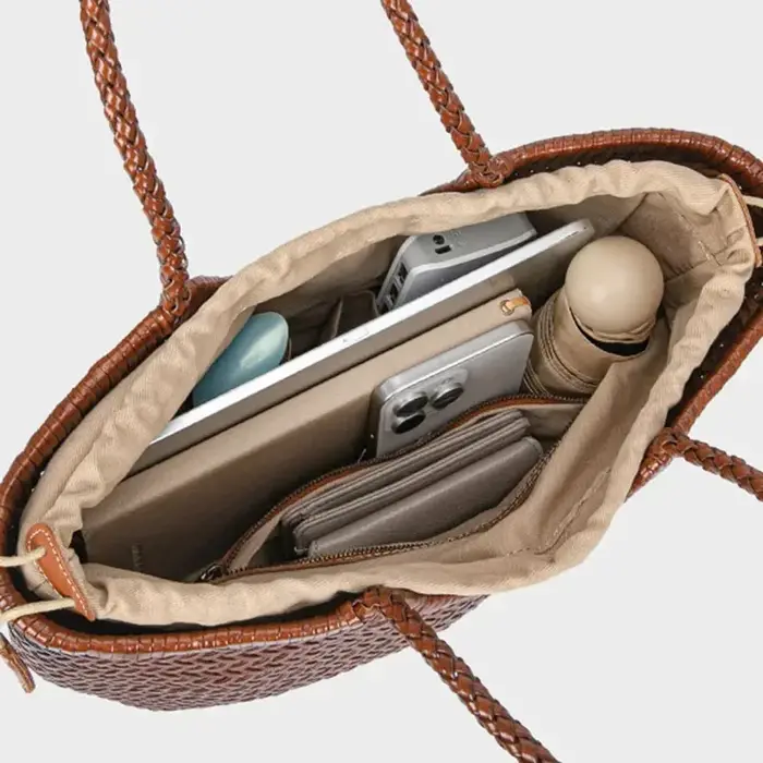 Sac tissé en cuir français