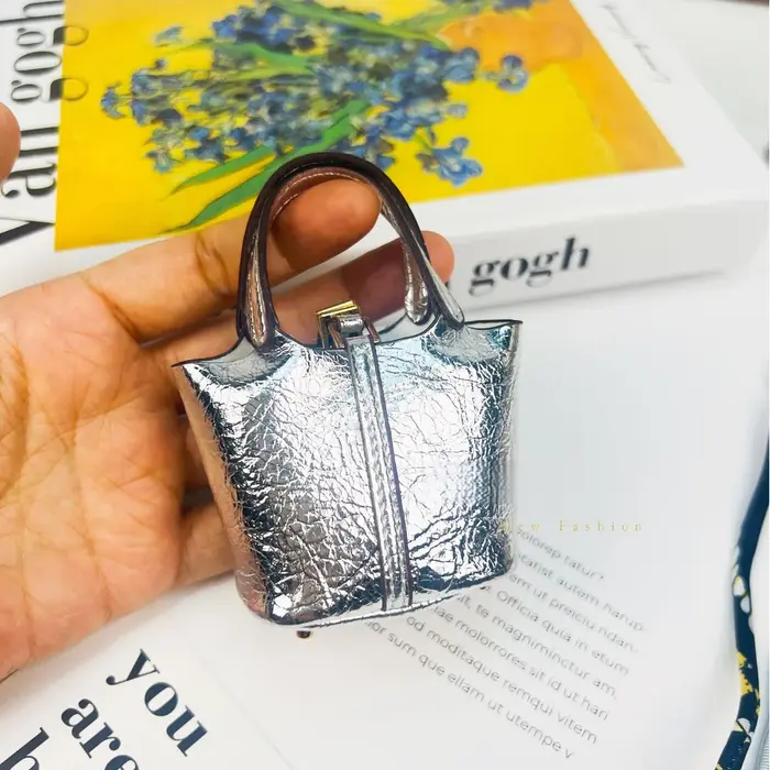 Sac seau mignon, mini panier, pochette, pendentif, porte-clés de voiture en cuir léger, étui pour écouteurs Bluetooth, petit sac de rangement