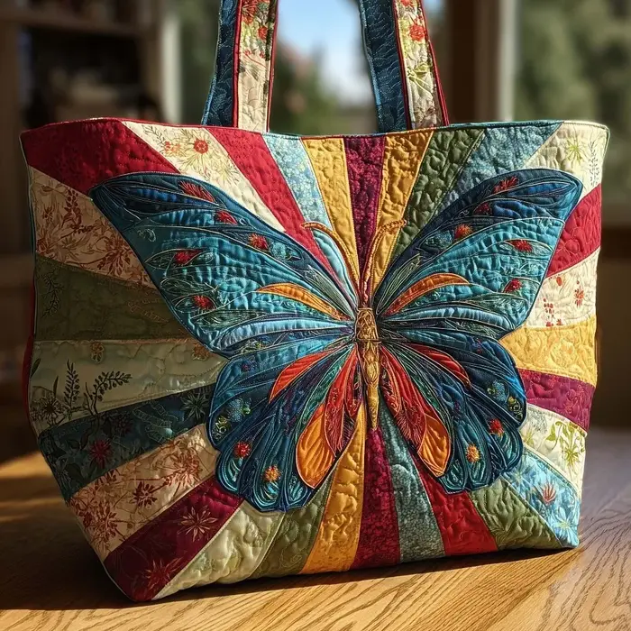 Sac fourre-tout matelassé pour femmes, motifs papillons, sac à bandoulière en toile imprimé en 3D, s