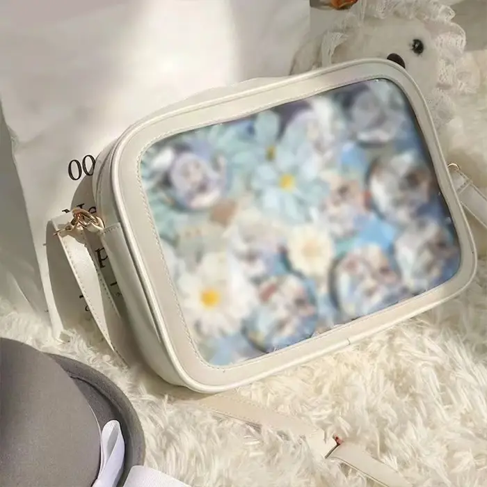 Sac bandoulière transparent carré pour femme avec affichage de badges