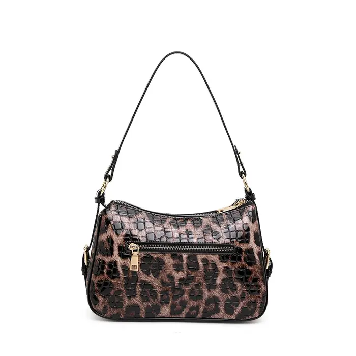 Sac Hobo en cuir verni motif léopard vintage pour femme