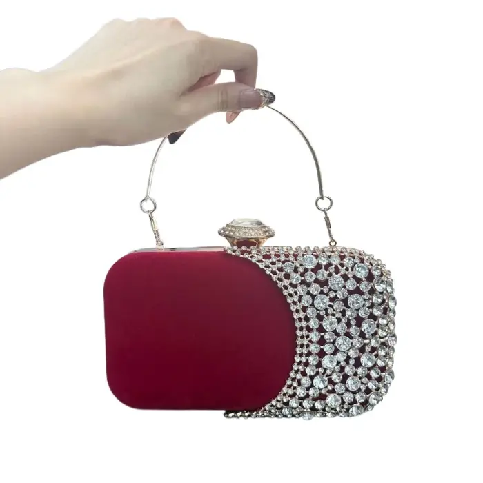 Pochette de soirée rétro diamant intégré pour femmes
