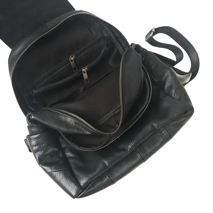 Sac à dos en cuir véritable antivol pour femme