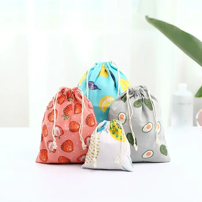 Pochette en tissu de coton et de lin