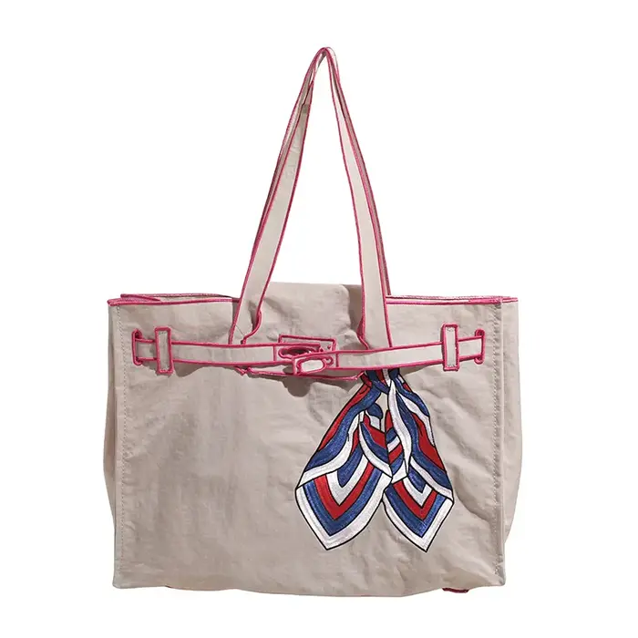 Sac fourre-tout en toile brodée grande capacité Lacousette