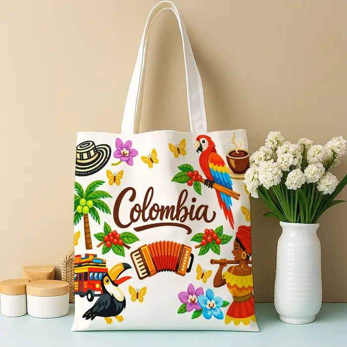 Sac fourre-tout imprimé avec éléments culturels de la Colombie