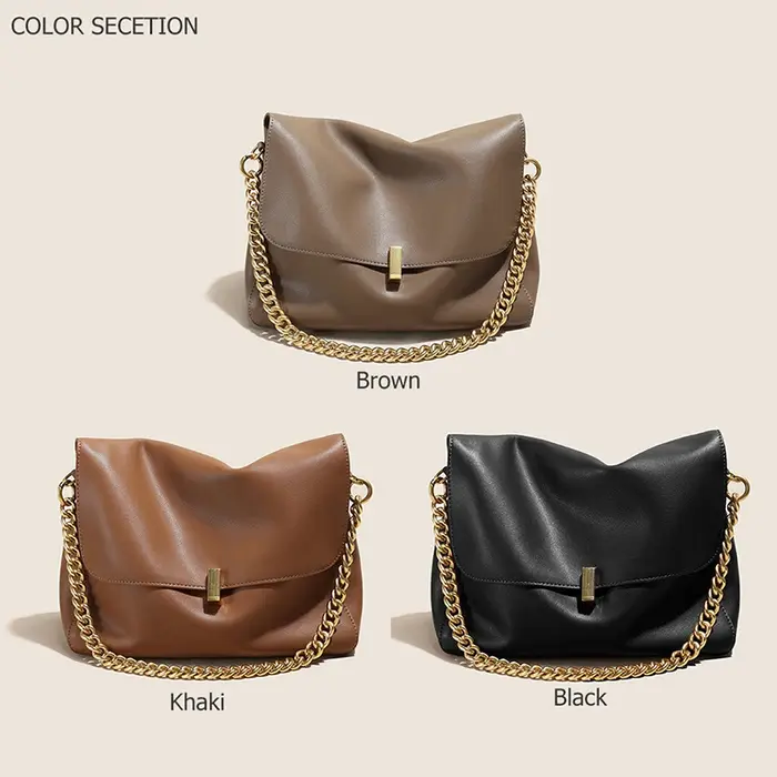 Sac à bandoulière en cuir De vache véritable pour femmes, sac à main tendance avec chaîne, grande ca