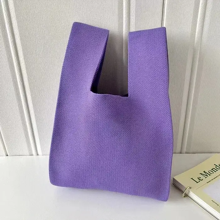 Sac à main tricoté à la main pour femmes, Mini sac de poignet à nœud, couleur décontractée, fourre-t