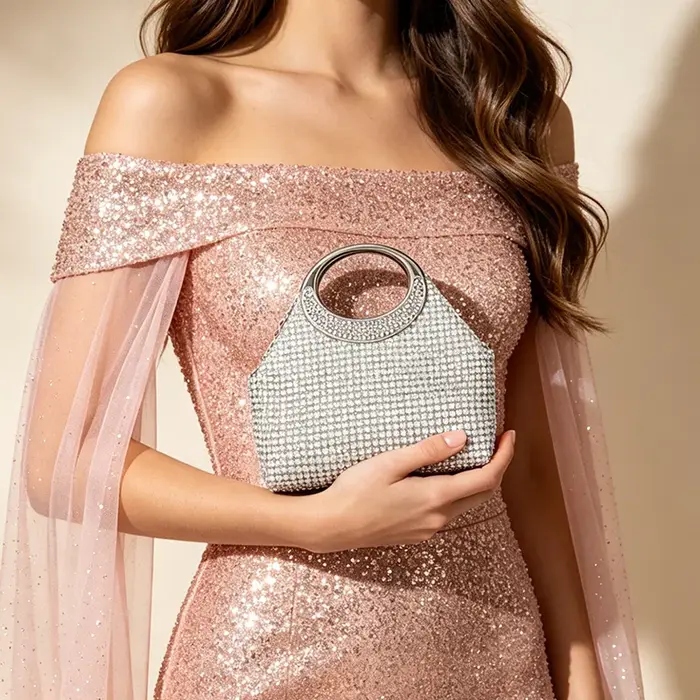 Sac de soirée en argent avec diamants