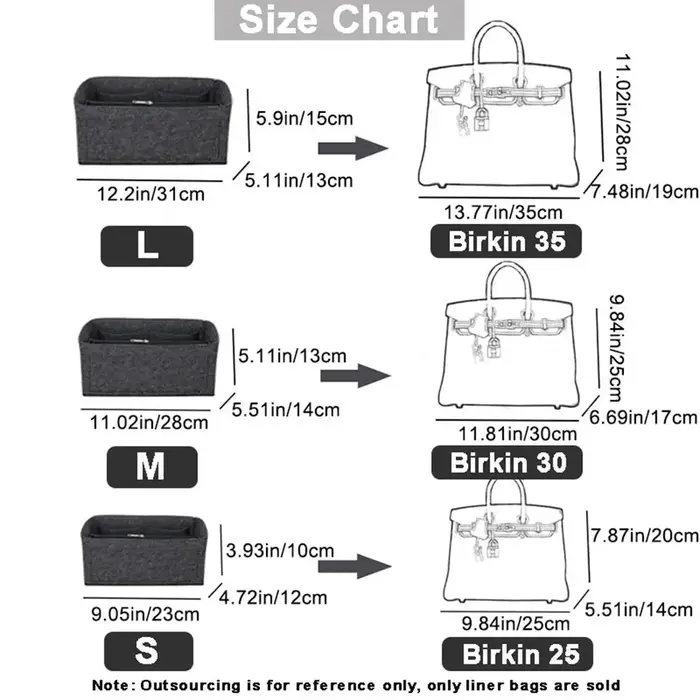Sac intérieur multi-poches Birkin 25/30/35, sac de rangement, sac à main en feutre, doublure d'insertion