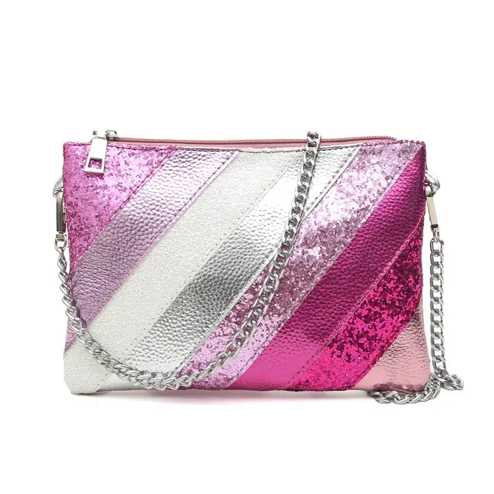 Pochette de luxe en cuir PU métallique Y2K pour femmes, pochette Patchwork, mode paillettes brillant