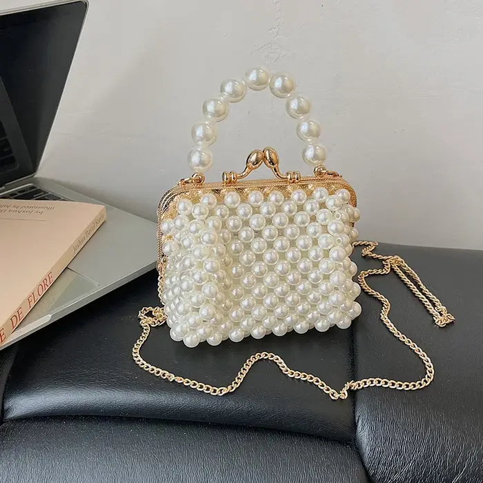 Sac de luxe pour femme de créateur, sac perlé fait main, nouveau sac à bandoulière chaîne, mini poch
