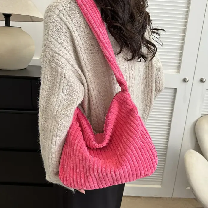 Sac à Main en Velours Côtelé pour Femme