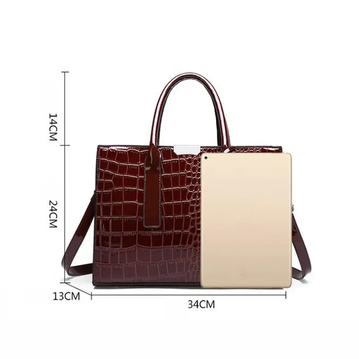 Sacs à main de luxe Alligator Designer PU cuir verni sac à bandoulière pour femmes fourre-tout rétro dames Messegner sac