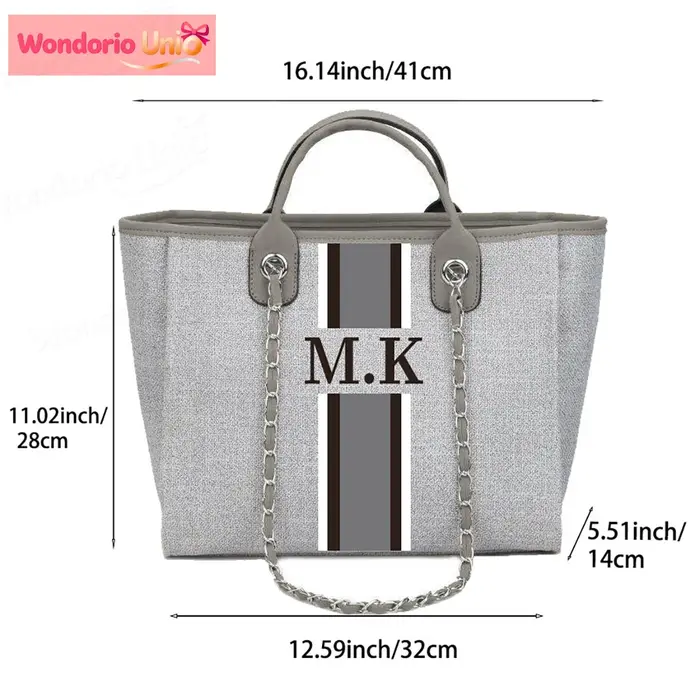 Sac fourre-tout en toile personnalisé avec monogramme