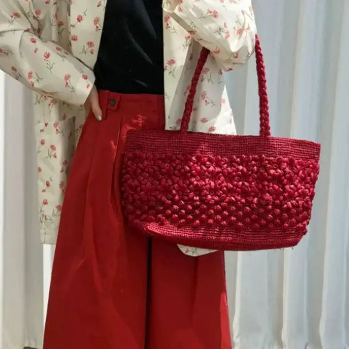 Nouveau sac à main en herbe de lafite tressé à la main grande capacité