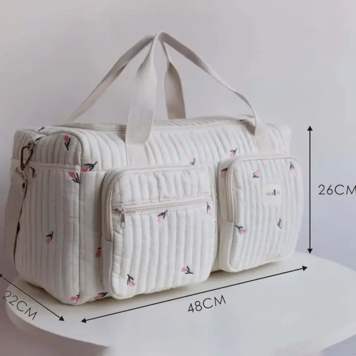 Petit ours brodé sac à couches pour bébé grande capacité pratique sac fourre-tout à langer avec bandoulière loisirs